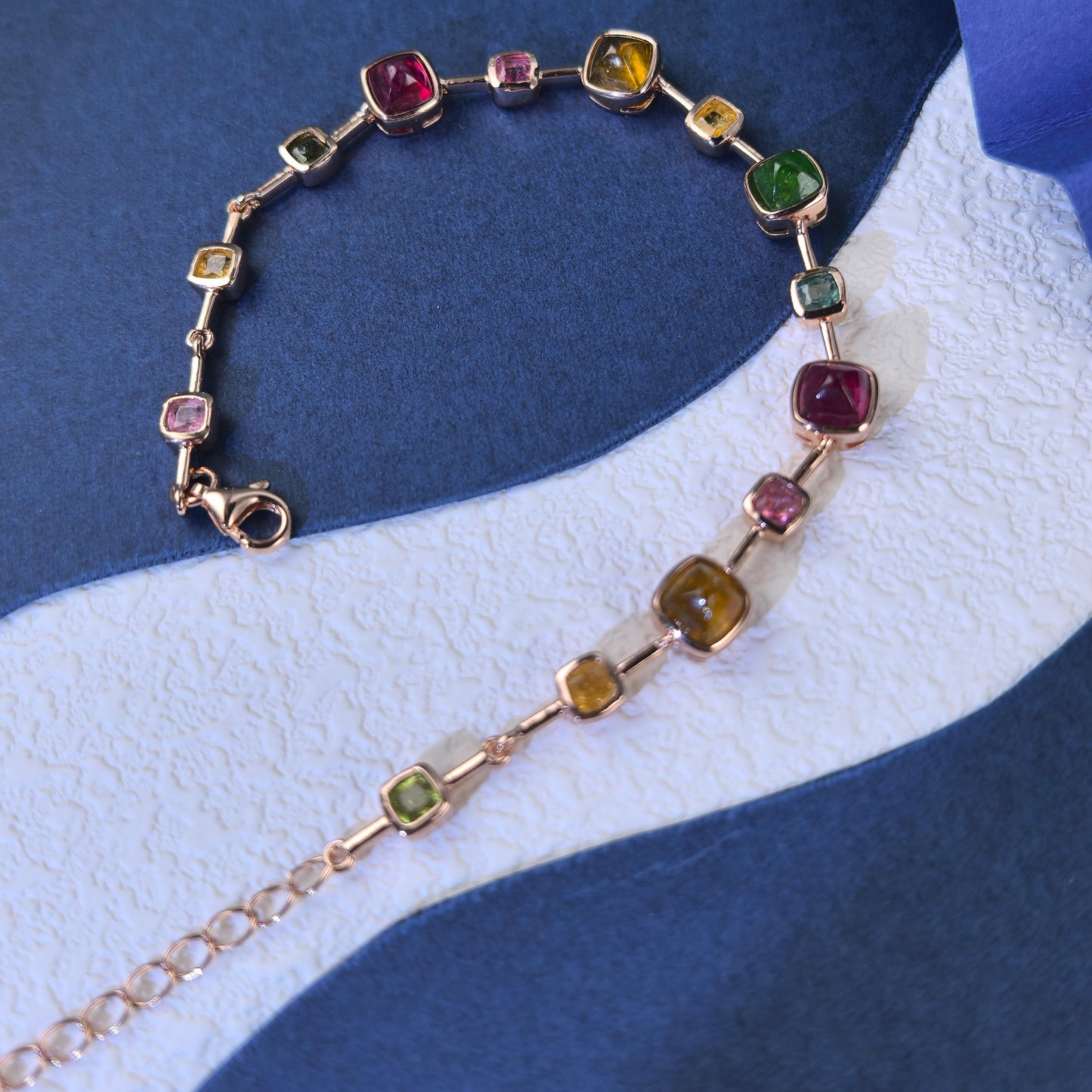 Exquisite Rose Gold Plated Silver 925 Jewelry Natural Tourmaline Bracelet