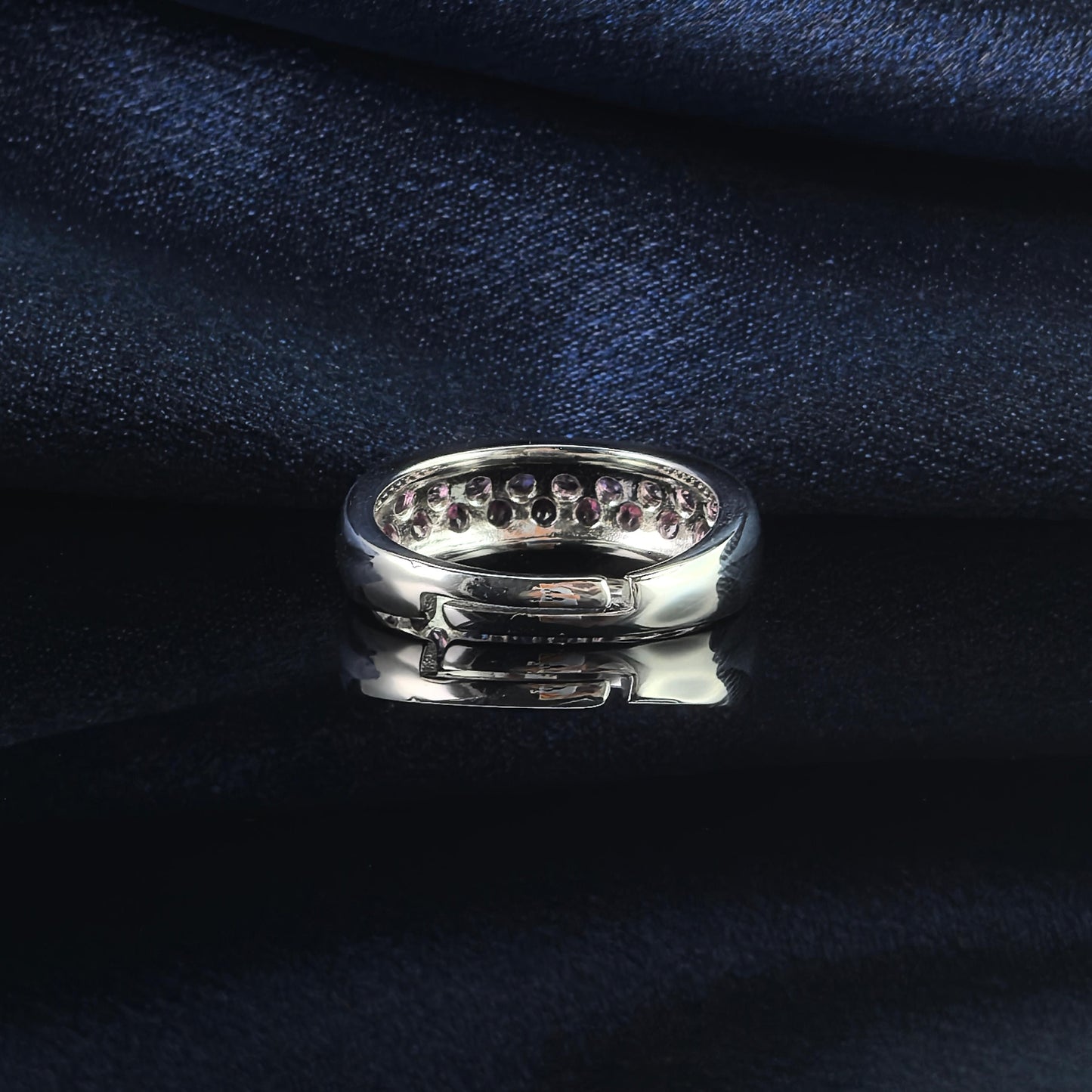 Gorgeous Rhodium Plated Silver 925 Jewelry Natural Pyrope Ring