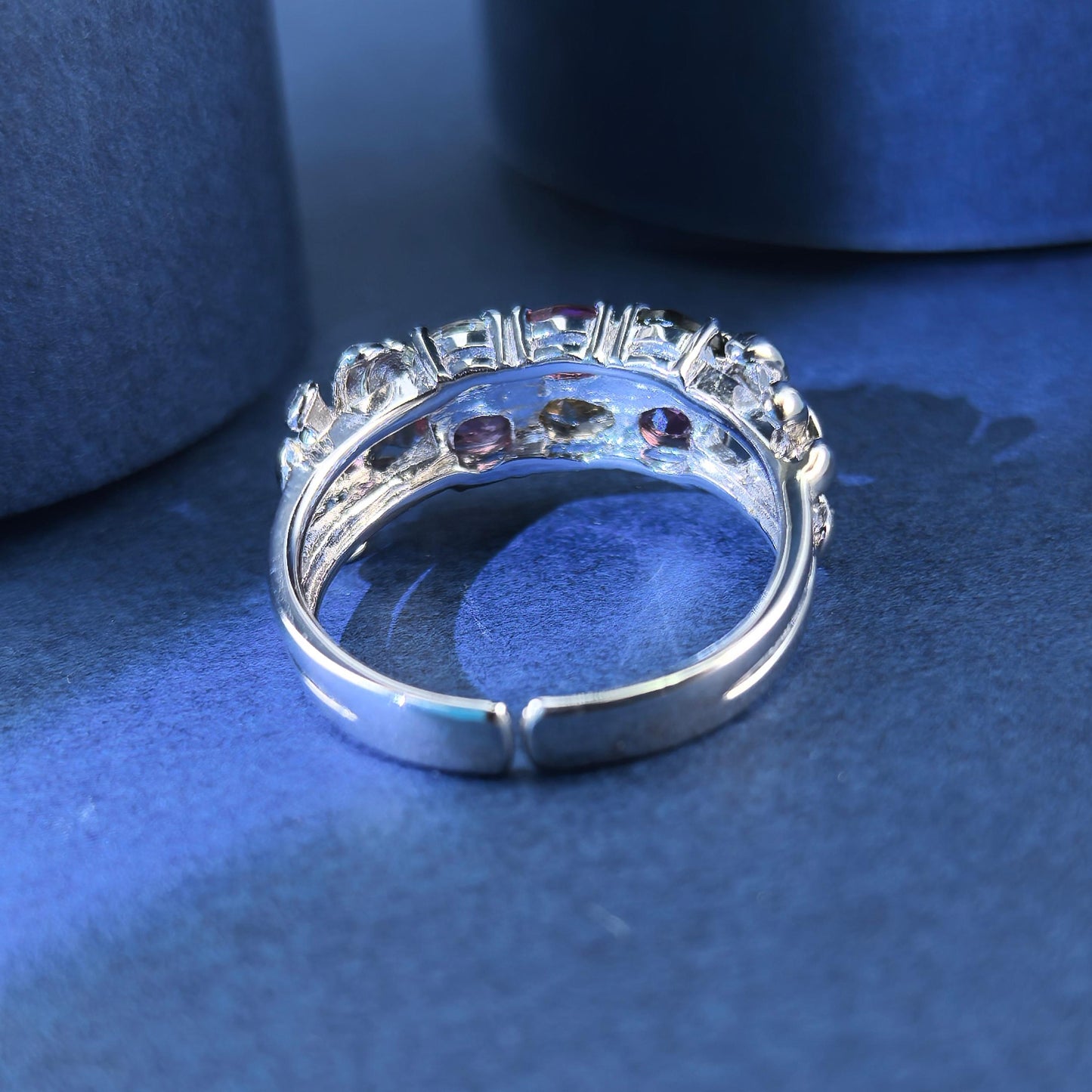 Graceful Women's Rhodium Plated Silver 925 Natural Tourmaline Flower Ring