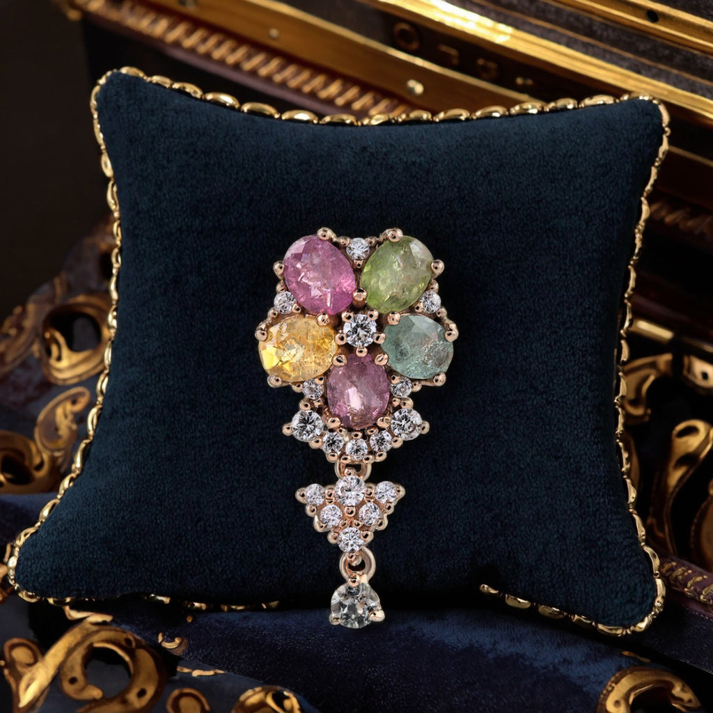 Graceful Rose Gold Plated 925 Sterling Silver Natural Tourmaline Pendant