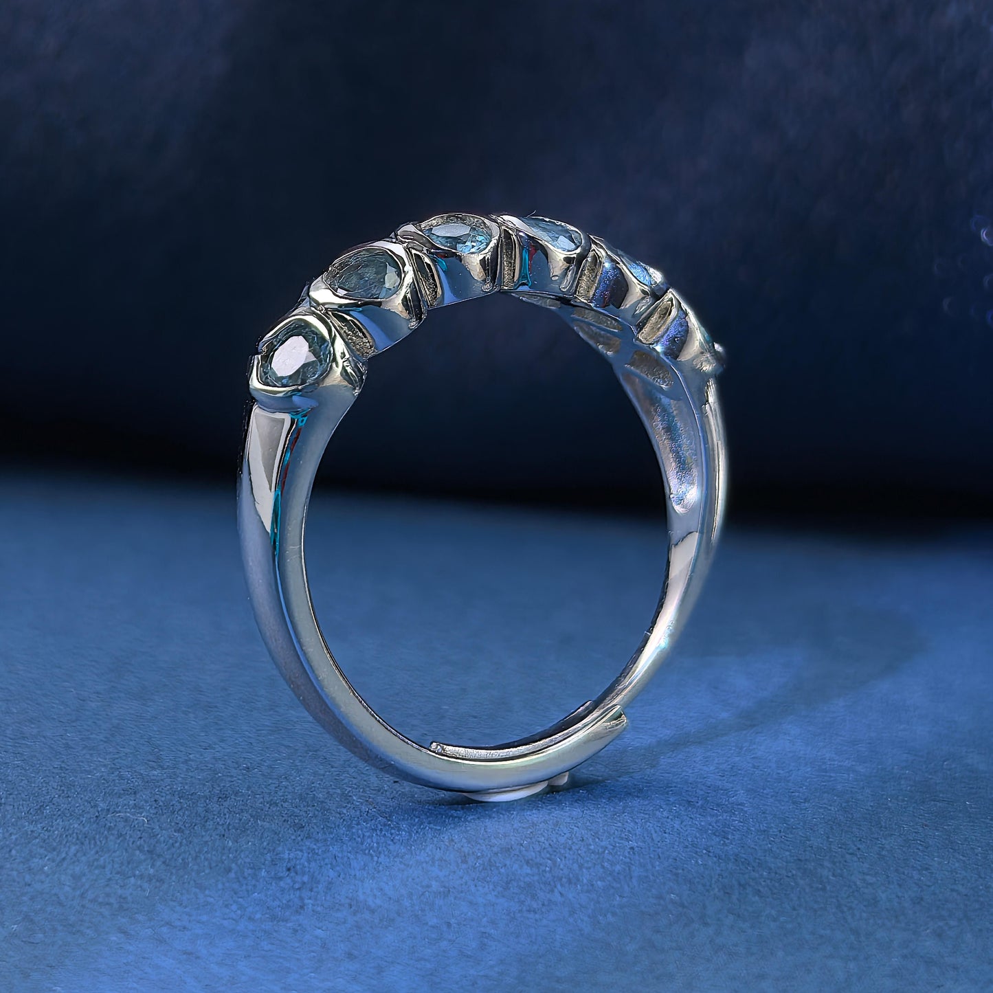 Unique Rhodium Plated 925 Silver Jewelry Natural London Blue Topaz Ring