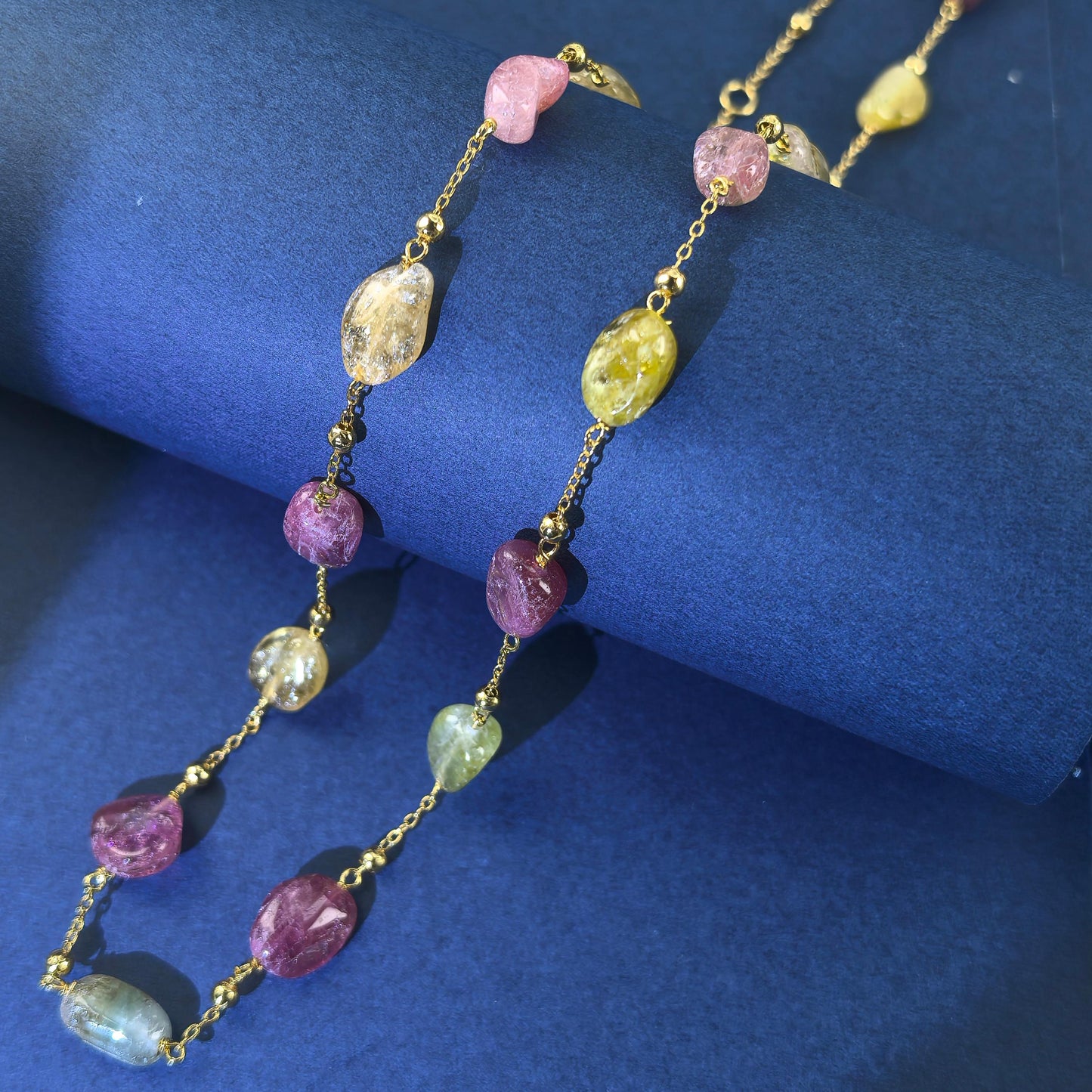 Unique 18K Gold Plated Silver 925 Jewelry Natural Tourmaline Necklace