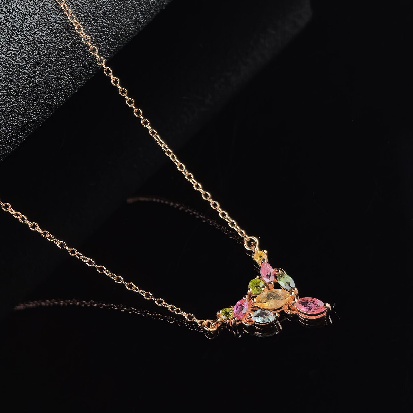 Exquisite Rose Gold Plated Silver 925 Jewelry Natural Tourmaline Necklace