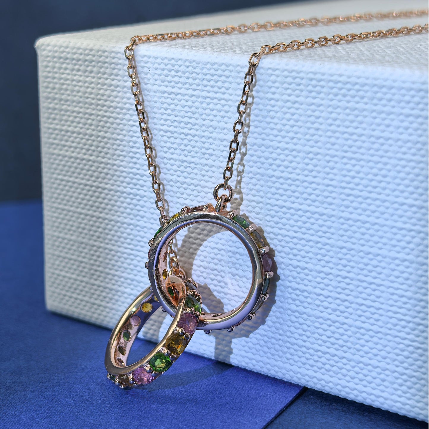 Exquisite Rose Gold Plated Silver 925 Jewelry Natural Tourmaline Necklace