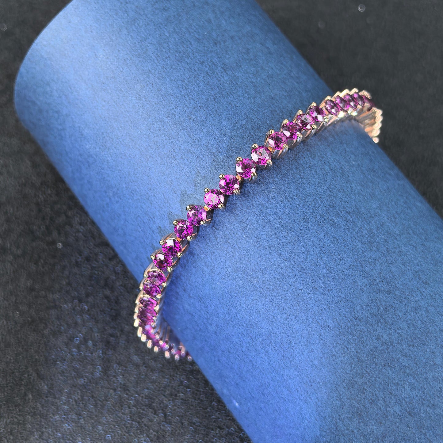 Dazzling Rose Gold Plated Silver 925 Jewelry Natural Pyrope Bracelet