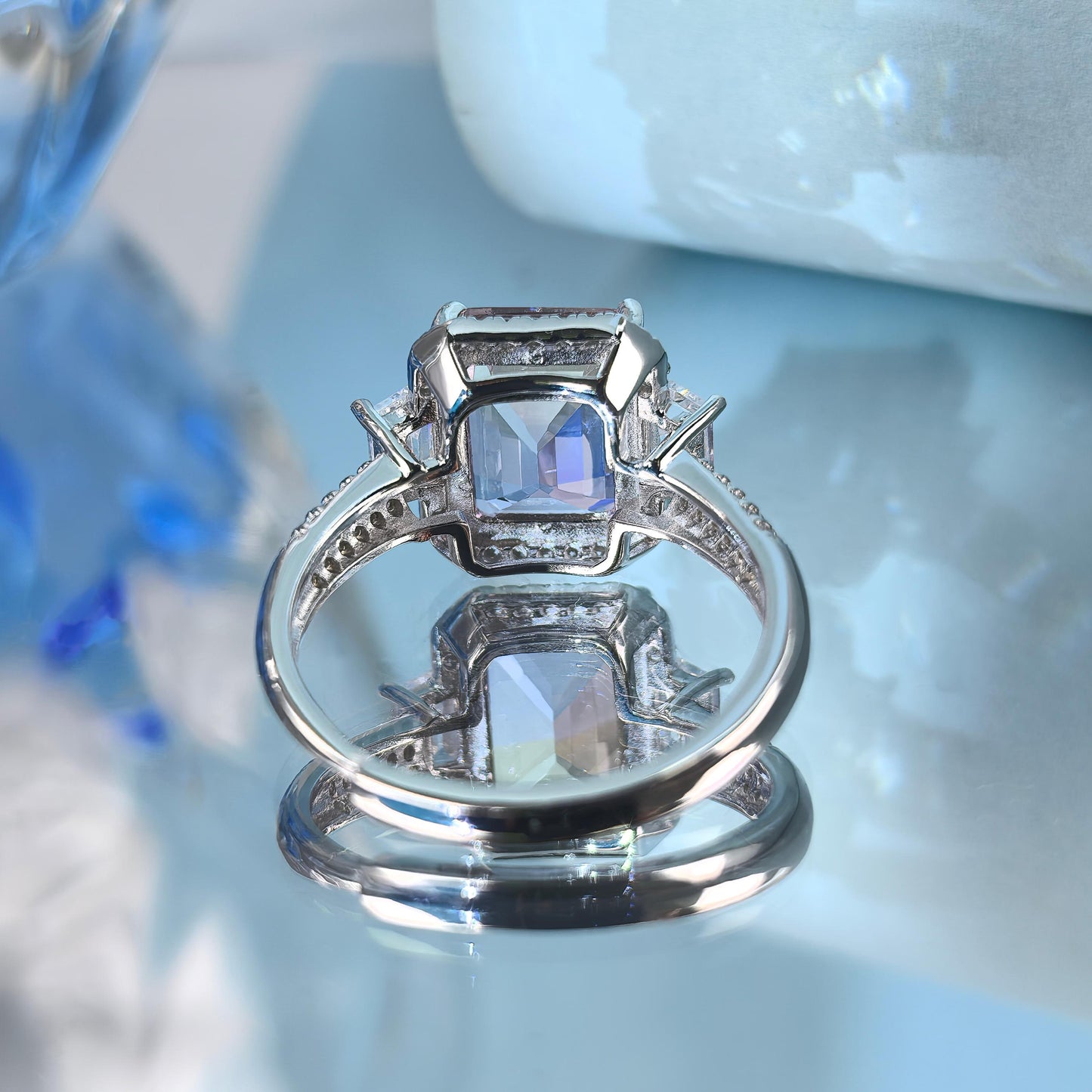 Delicate Rhodium Plated 925 Silver Jewelry Natural Ametrine Ring