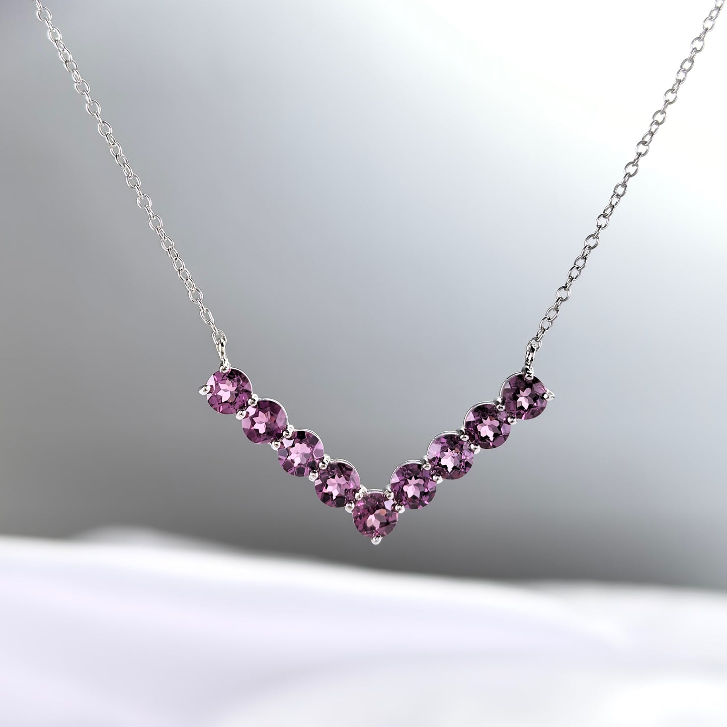 Exquisite 925 Silver Jewelry Rhodium/Rose Gold Plated Natural Pyrope/Tourmaline Geometric Pendant
