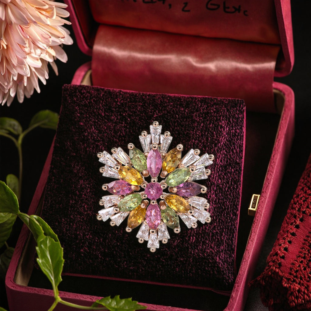 Sparkling Rose Gold Plated 925 Sterling Silver Natural Tourmaline Snowflake Pendant