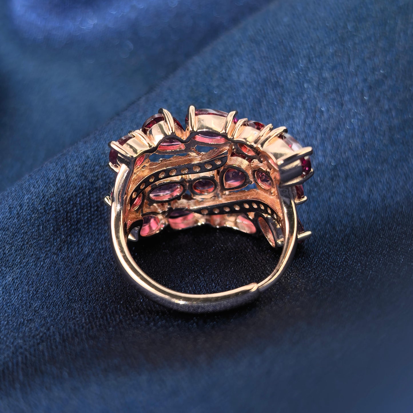 Sparkling Rose Gold Plated Silver 925 Jewelry Natural Pyrope Ring