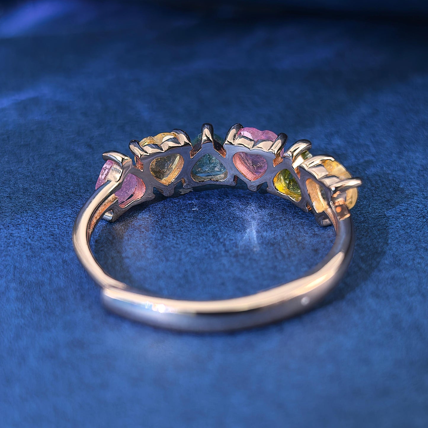 Charming Rose Gold Plated Silver 925 Jewelry Natural Tourmaline Ring