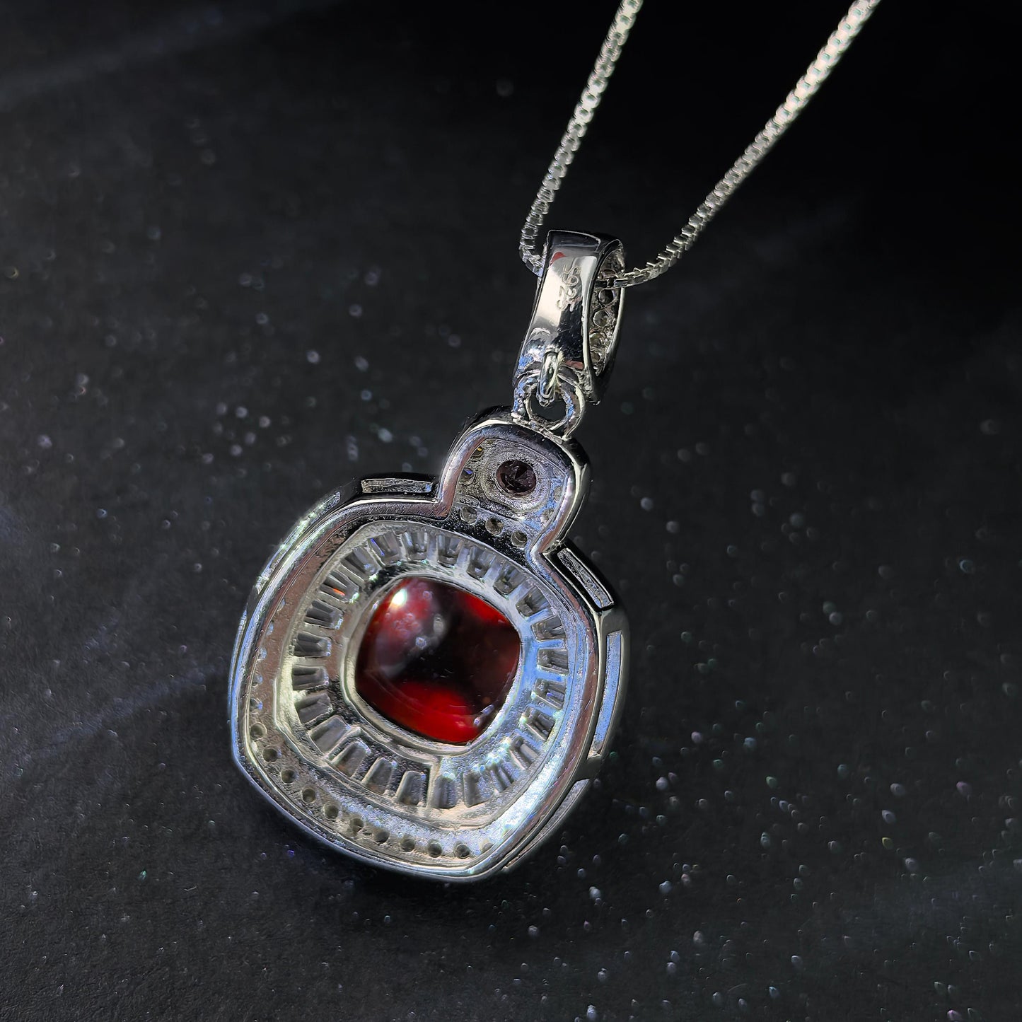 Graceful Rhodium Plated 925 Silver Jewelry Natural Mandarin Garnet Pendant