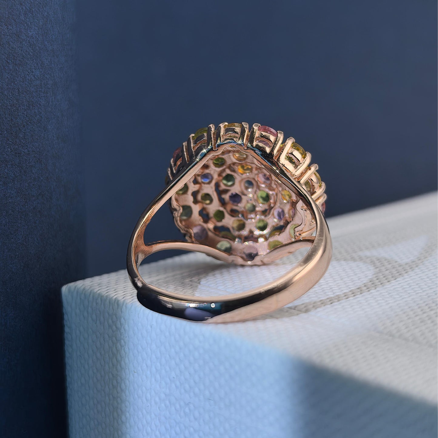 Graceful Rose Gold & Silver 925 Jewelry Natural Tourmaline Gemstone Ring