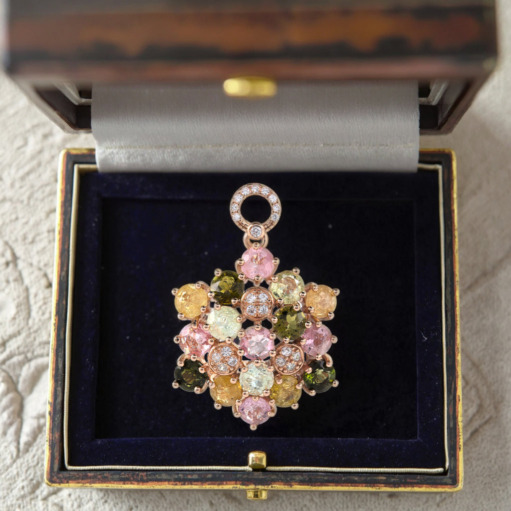 Delicate Rose Gold Plated 925 Sterling Silver Natural Tourmaline Pendant