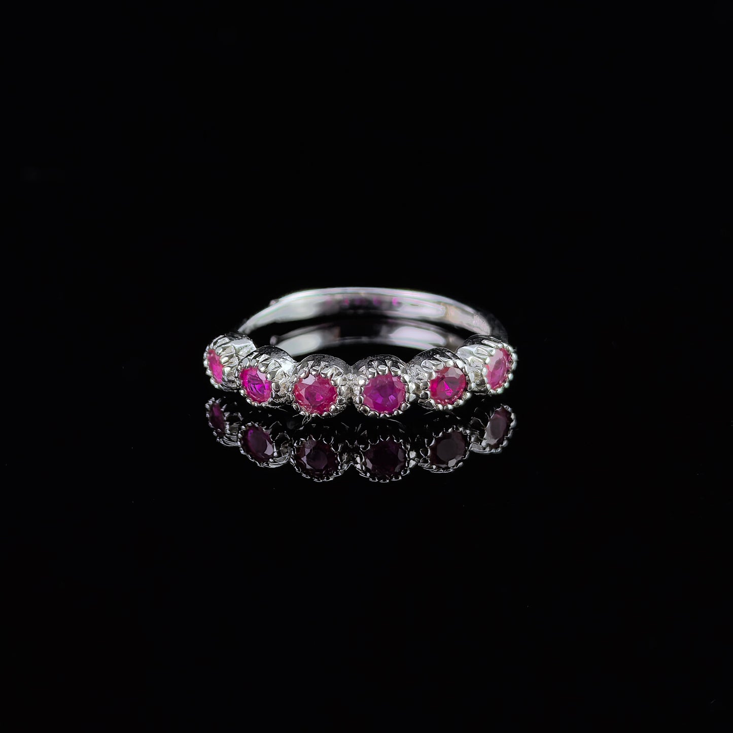 Exquisite Rhodium Plated 925 Silver Jewelry Natural Ruby Ring