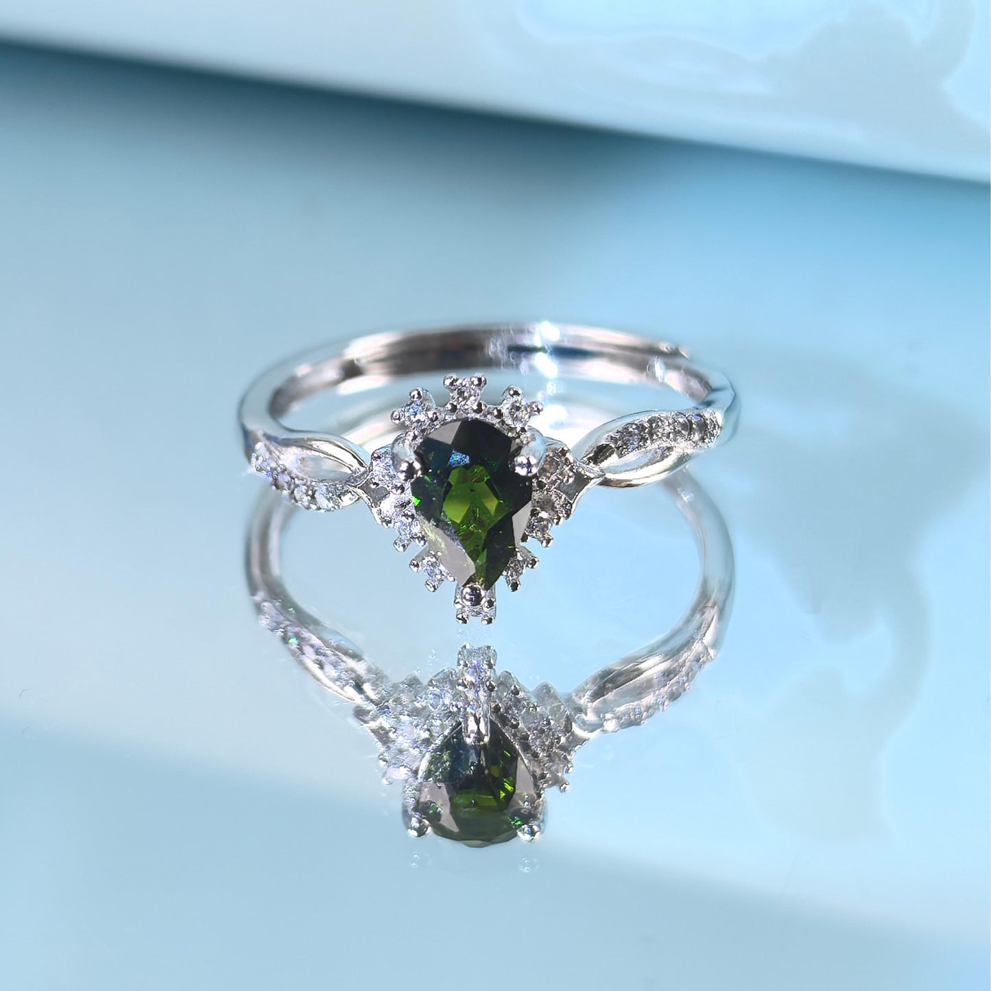 Gorgeous Rhodium Plated 925 Silver Jewelry Natural Tourmaline Ring