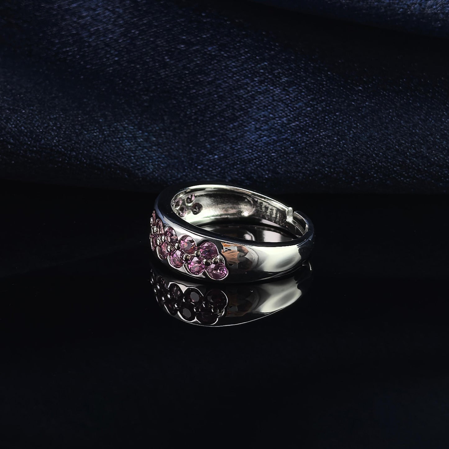 Gorgeous Rhodium Plated Silver 925 Jewelry Natural Pyrope Ring