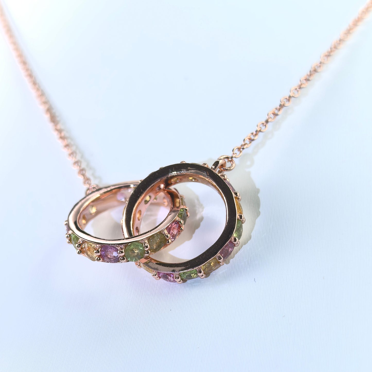 Exquisite Rose Gold Plated Silver 925 Jewelry Natural Tourmaline Necklace