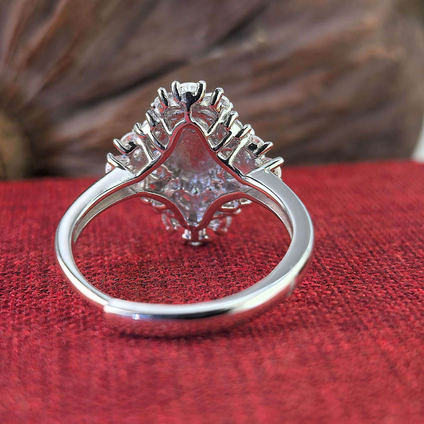 Elegant Rhodium Plated Silver 925 Jewelry Natural Jadeite Flower Ring