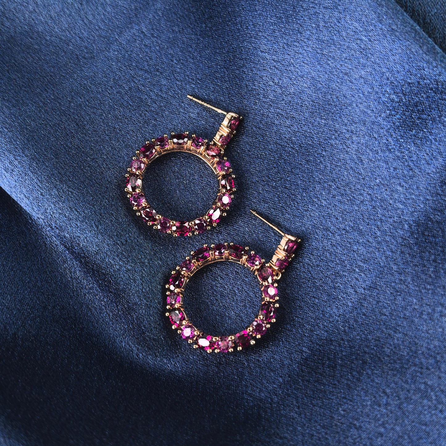 Gorgeous Rose Gold Plated 925 Silver Jewelry Natural Pyrope Drop Earrings