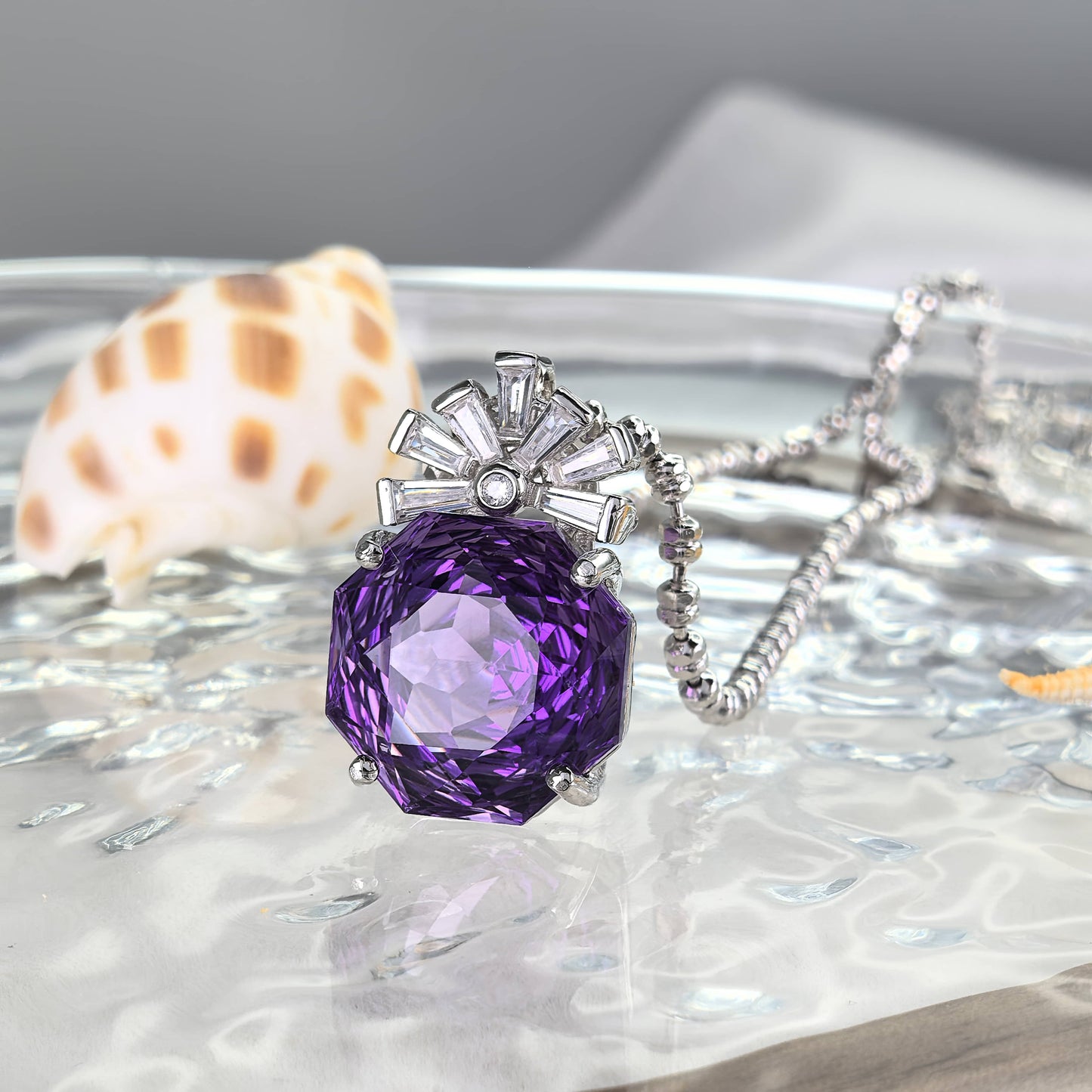 Elegant 925 Sterling Silver Pendant Rhodium Plated with Natural Amethyst/Citrine Pendants