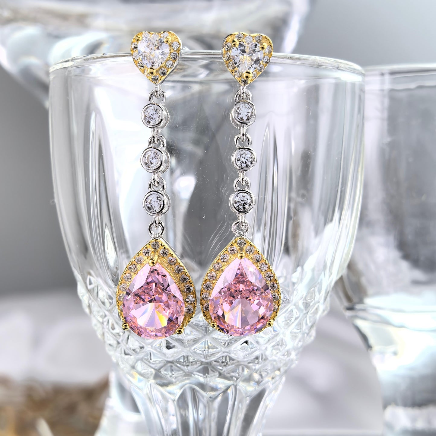 S925 Silver Crushed Teardrop Ice Cut Cubic Zirconia Earrings
