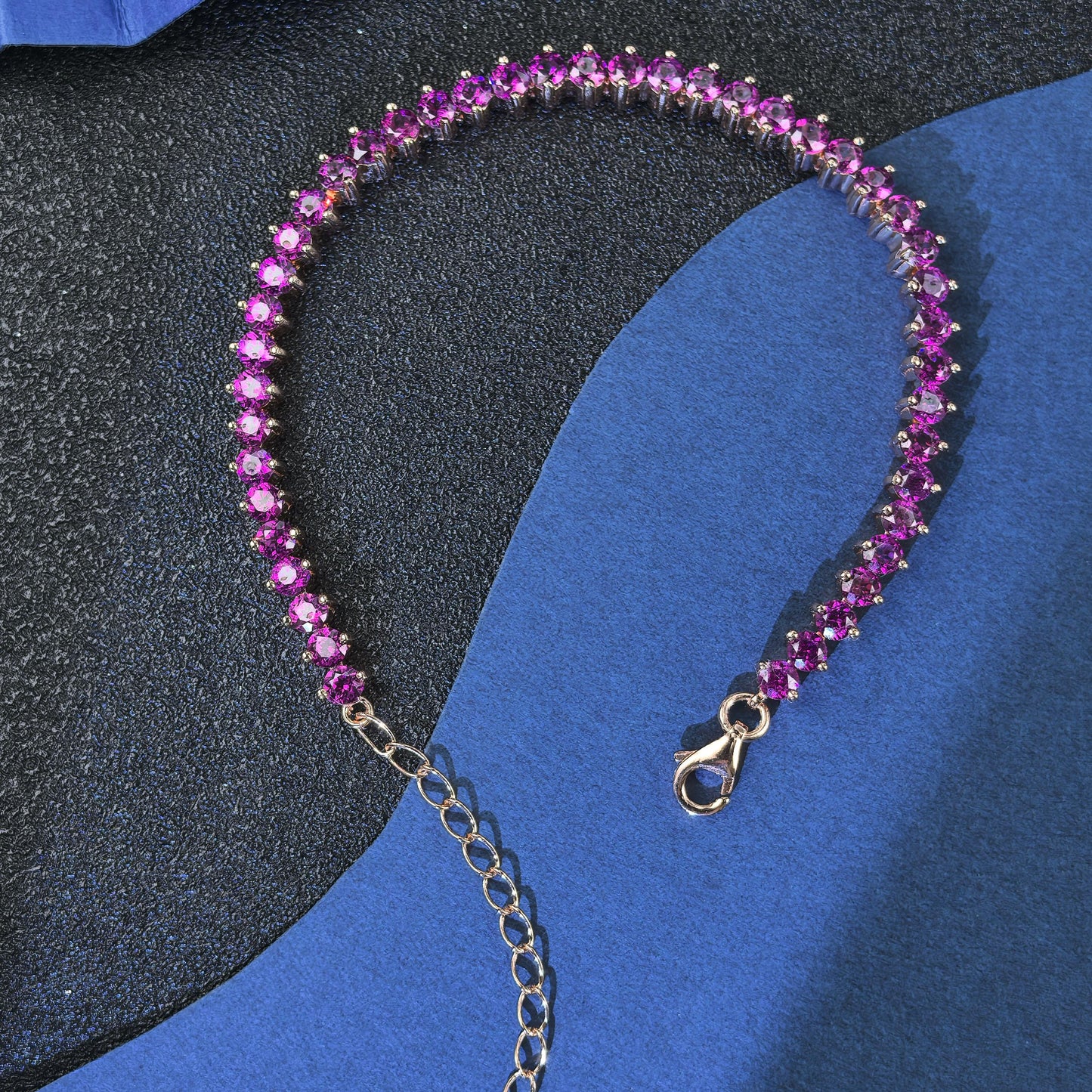 Dazzling Rose Gold Plated Silver 925 Jewelry Natural Pyrope Bracelet