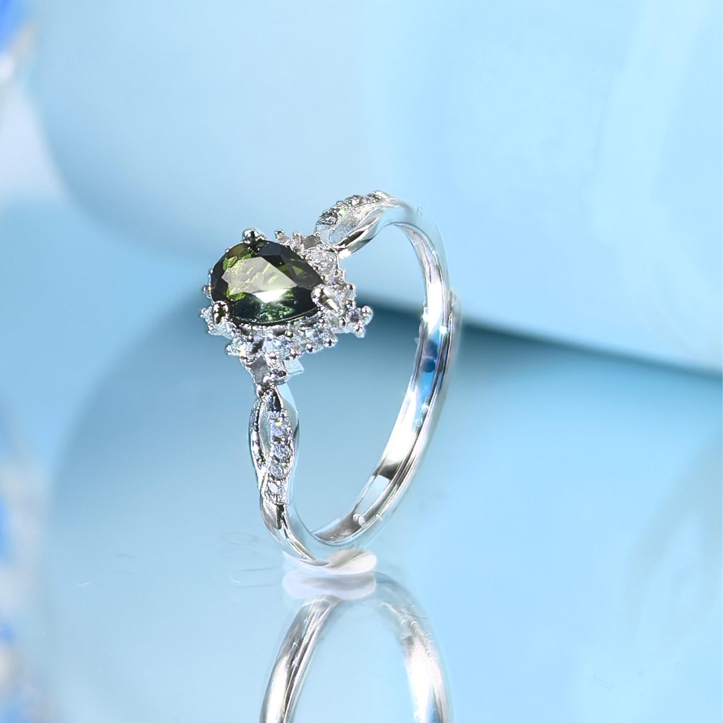 Gorgeous Rhodium Plated 925 Silver Jewelry Natural Tourmaline Ring