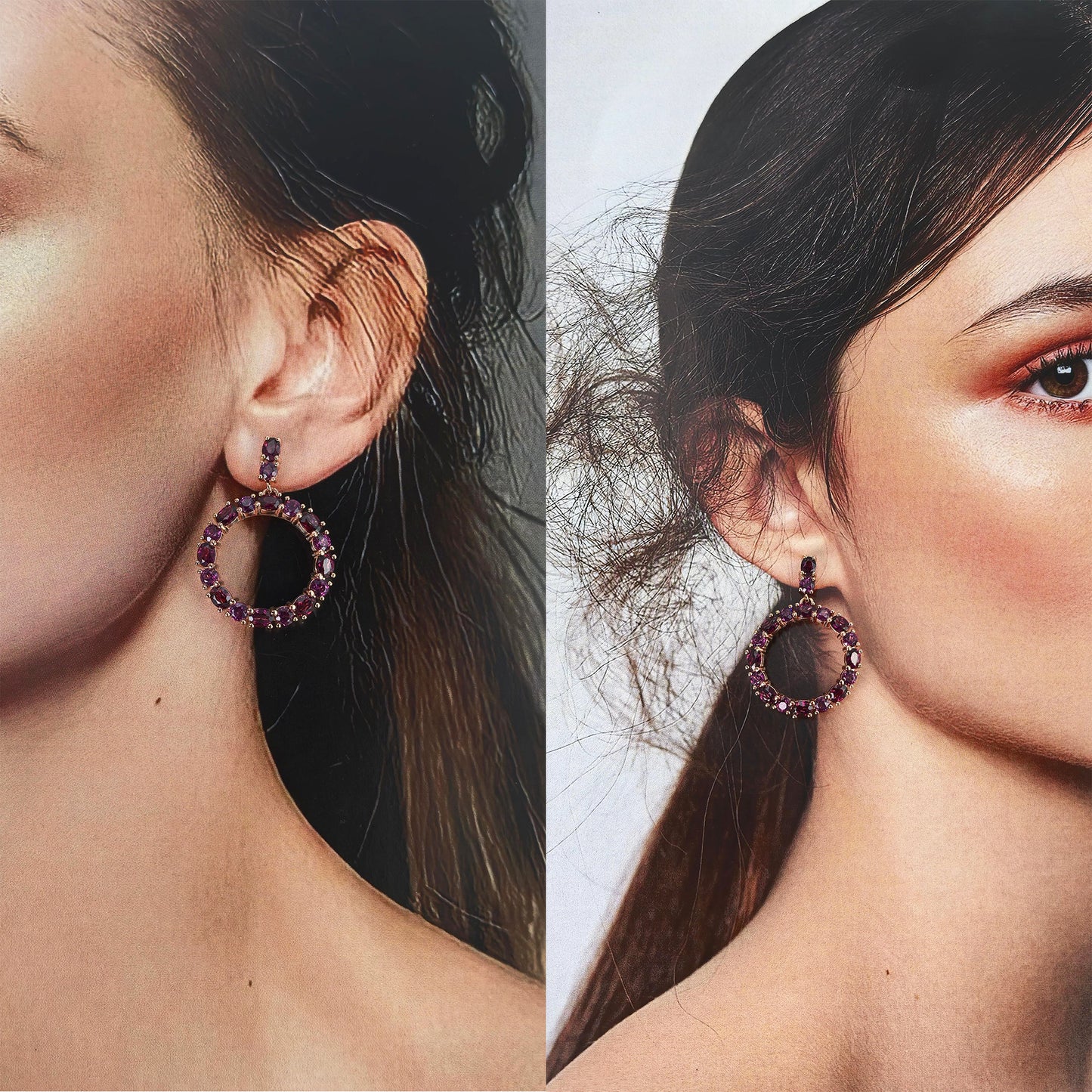 Gorgeous Rose Gold Plated 925 Silver Jewelry Natural Pyrope Drop Earrings