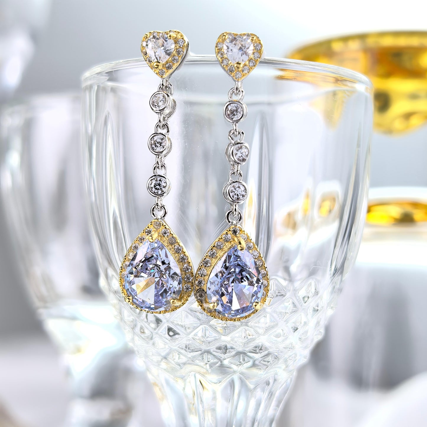 S925 Silver Crushed Teardrop Ice Cut Cubic Zirconia Earrings