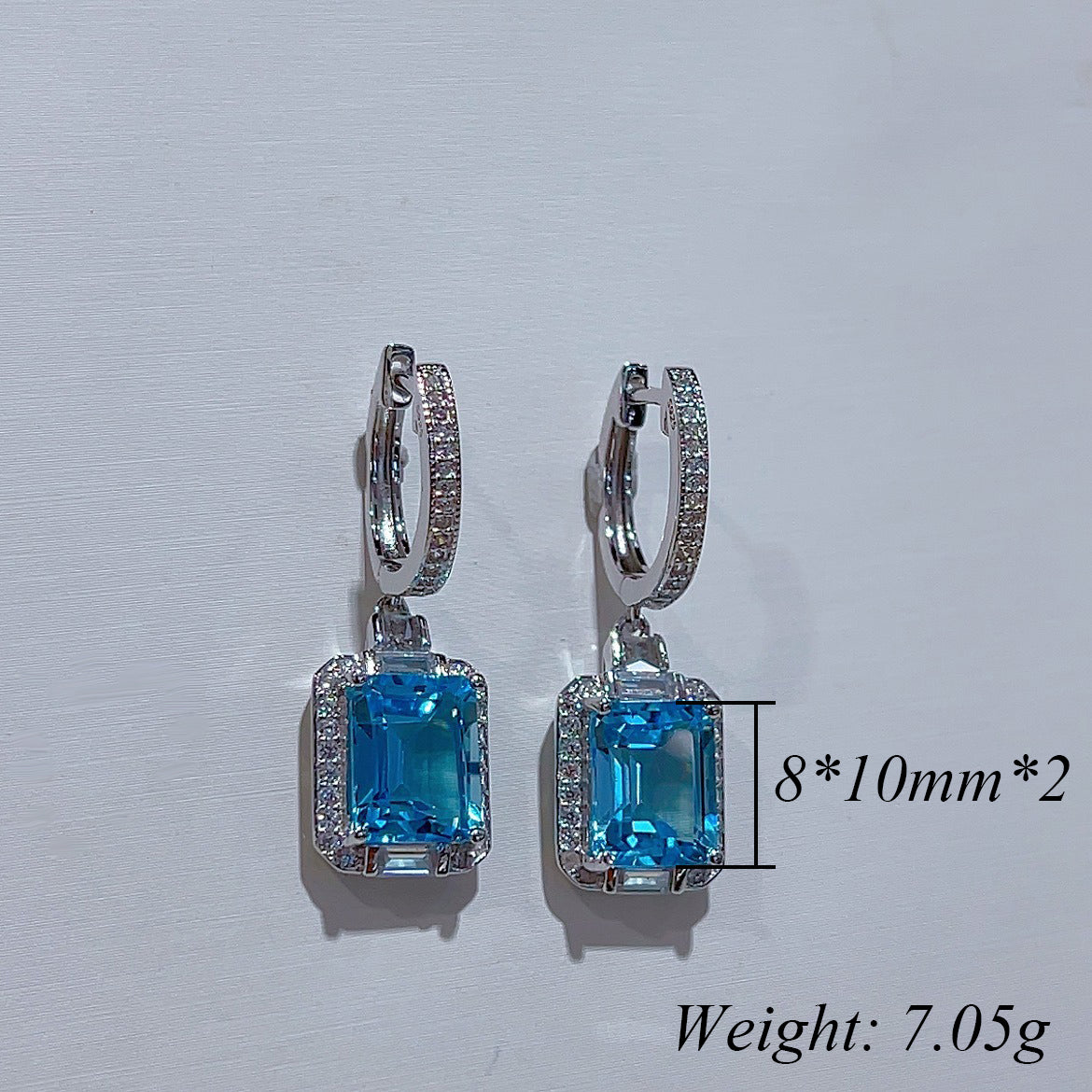 Dazzling Rhodium Plated 925 Silver Jewelry Natural Sky Blue Topaz Drop Earrings