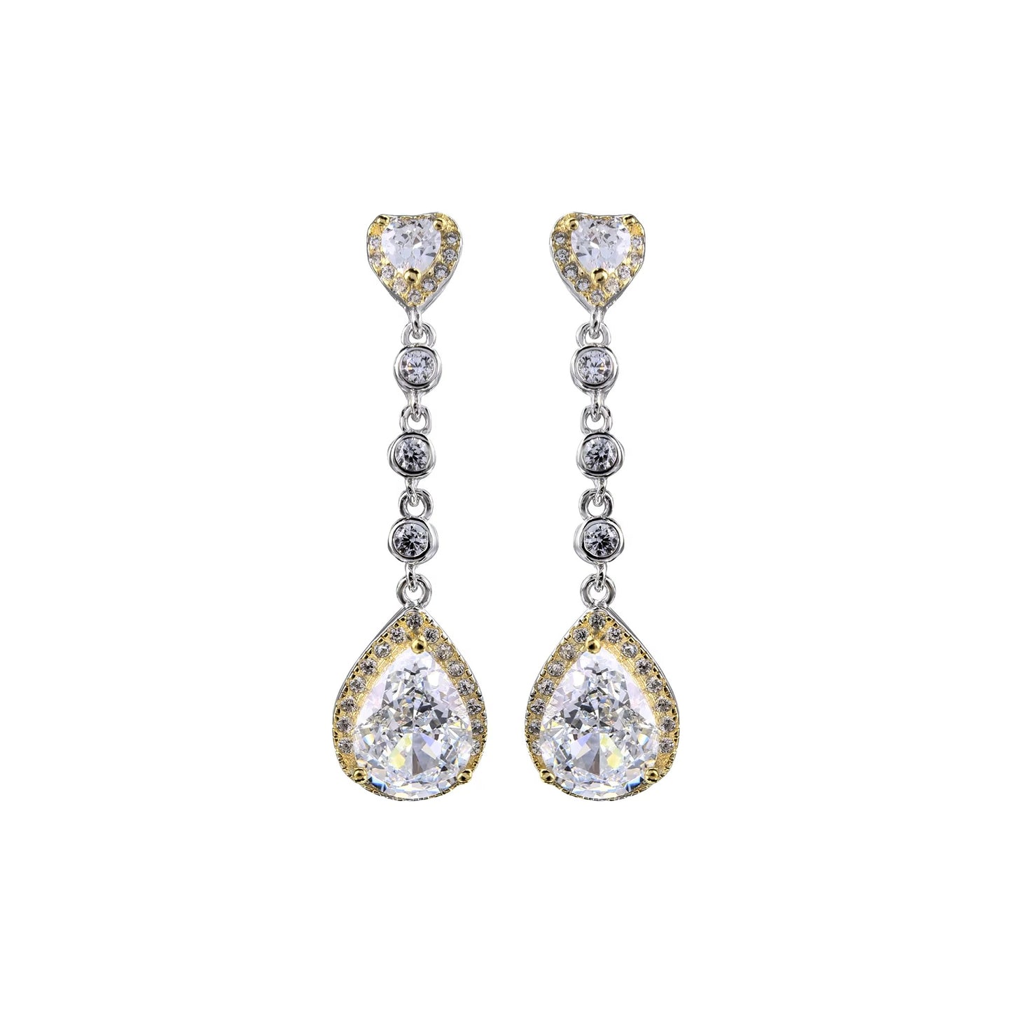 S925 Silver Crushed Teardrop Ice Cut Cubic Zirconia Earrings