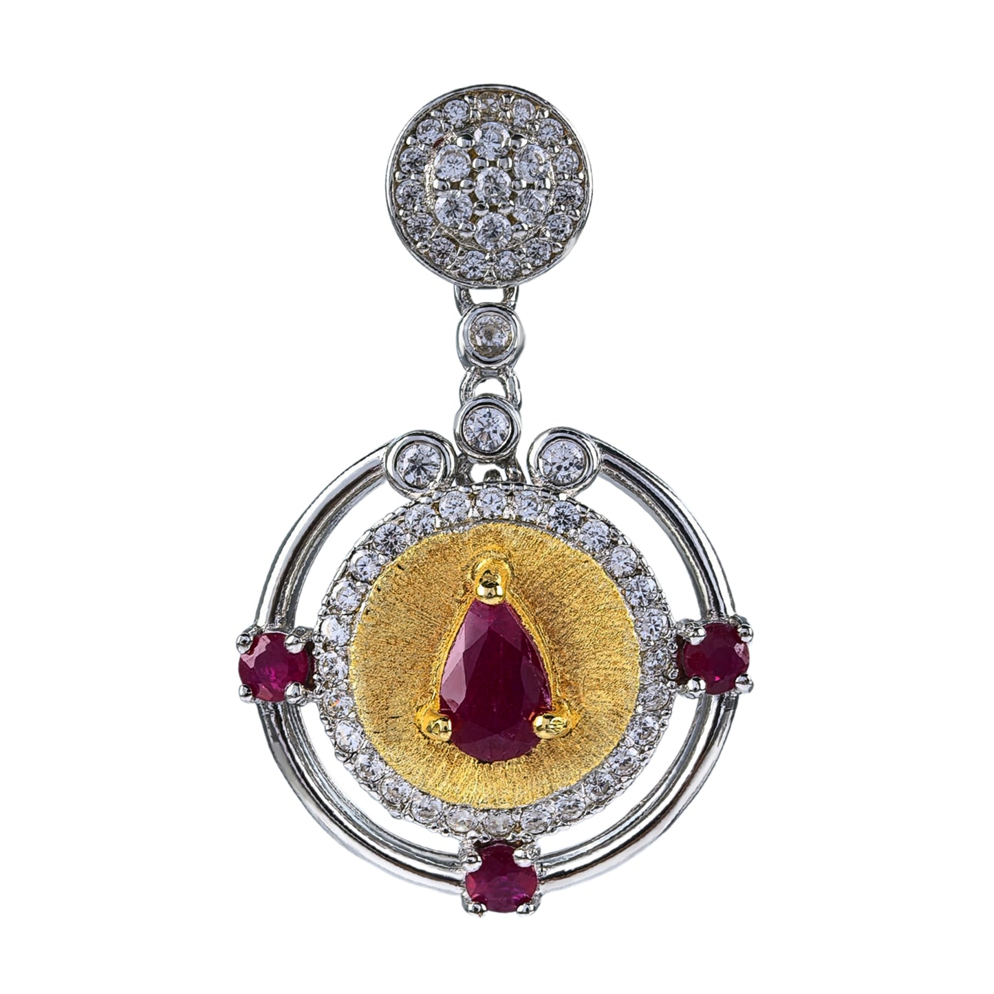 Graceful Dual Color Plated 925 Silver Jewelry Natural Ruby Pendant