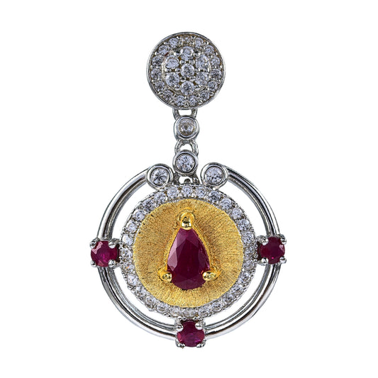 Graceful Dual Color Plated 925 Silver Jewelry Natural Ruby Pendant