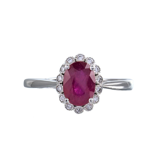 Charming Rhodium Plated Silver 925 Jewelry Natural Ruby Ring