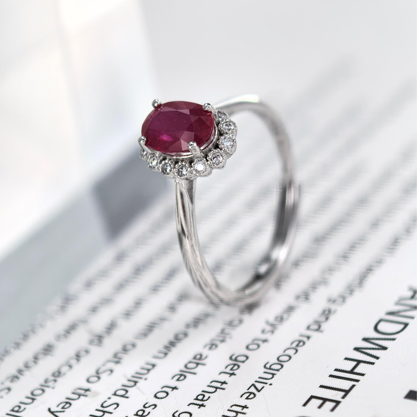 Charming Rhodium Plated Silver 925 Jewelry Natural Ruby Ring