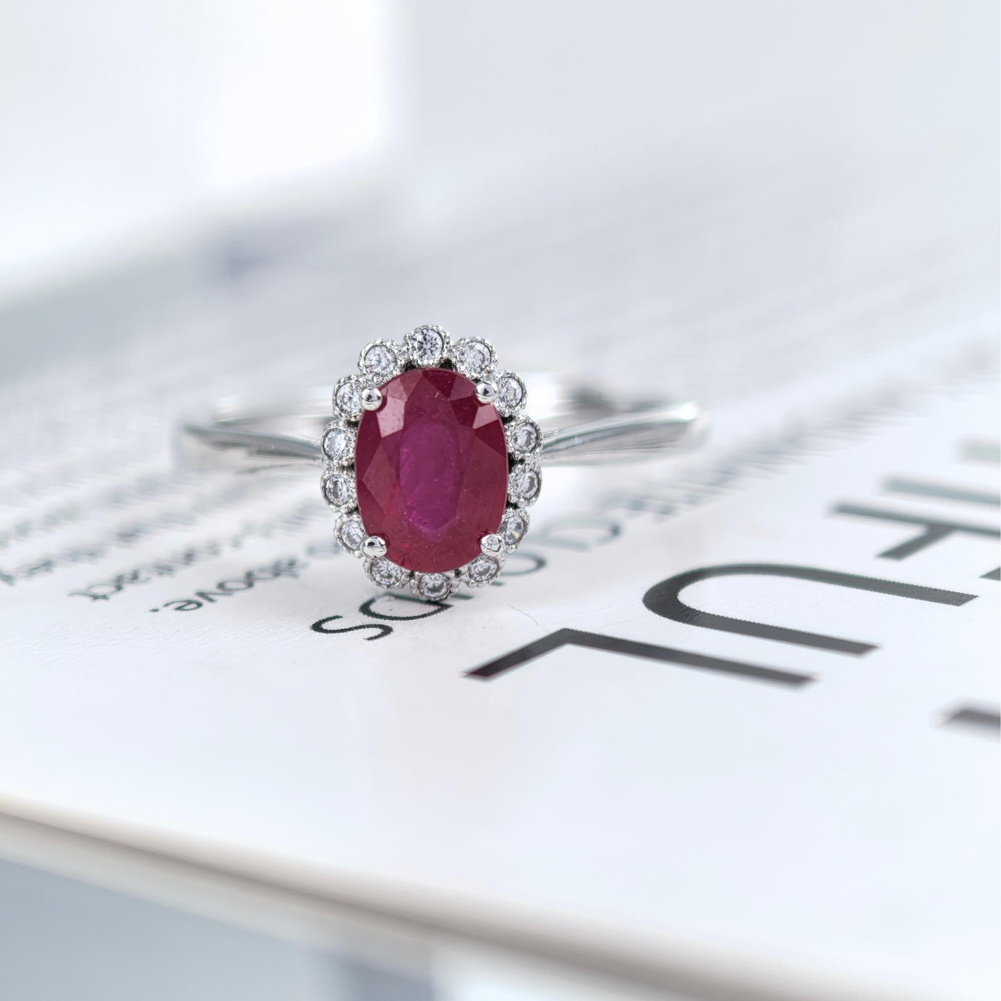 Charming Rhodium Plated Silver 925 Jewelry Natural Ruby Ring