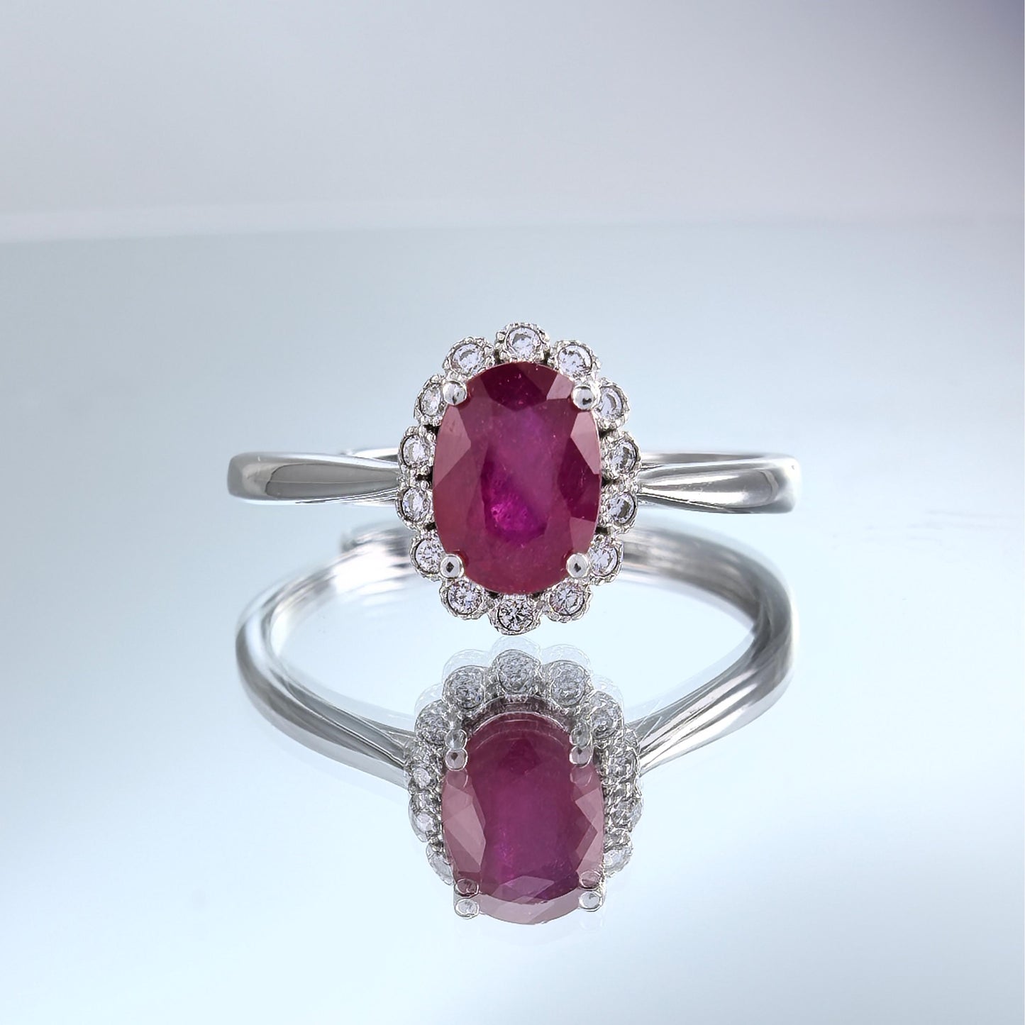 Charming Rhodium Plated Silver 925 Jewelry Natural Ruby Ring