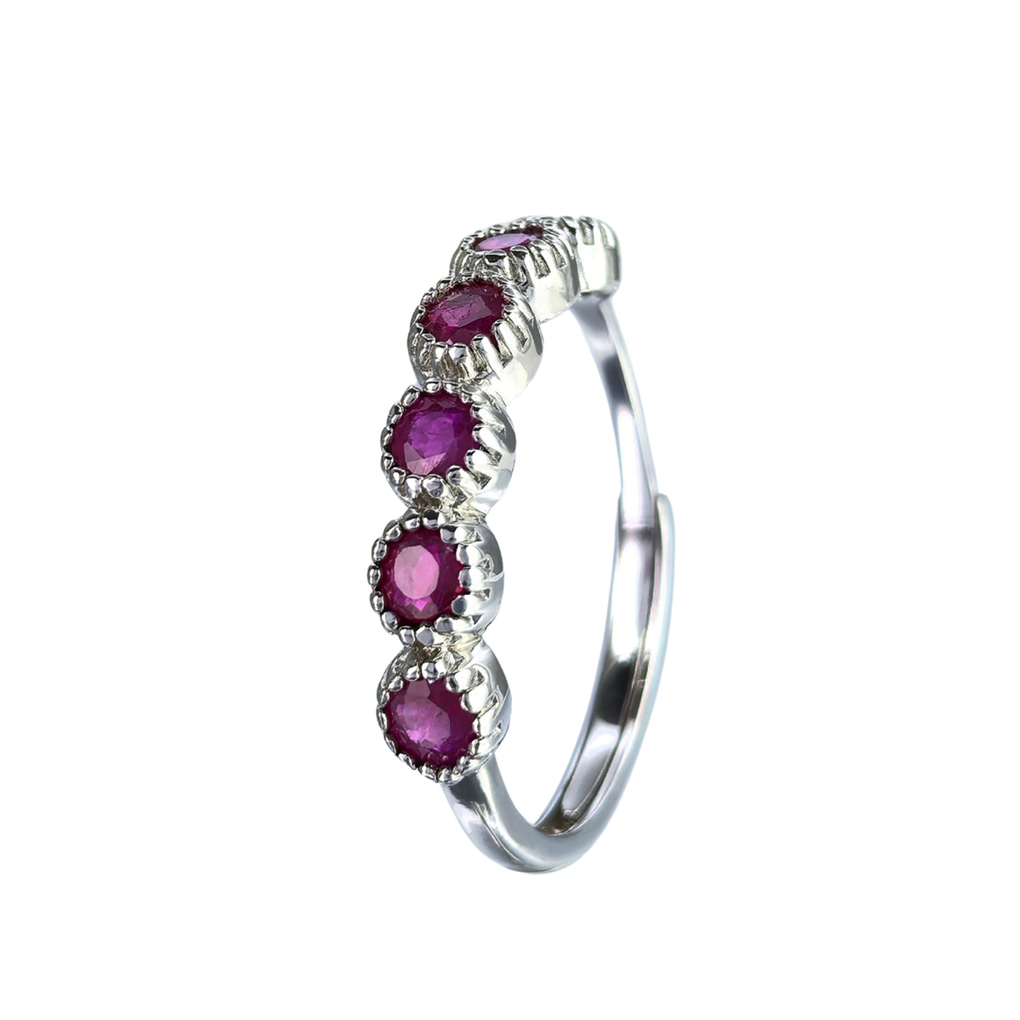 Exquisite Rhodium Plated 925 Silver Jewelry Natural Ruby Ring