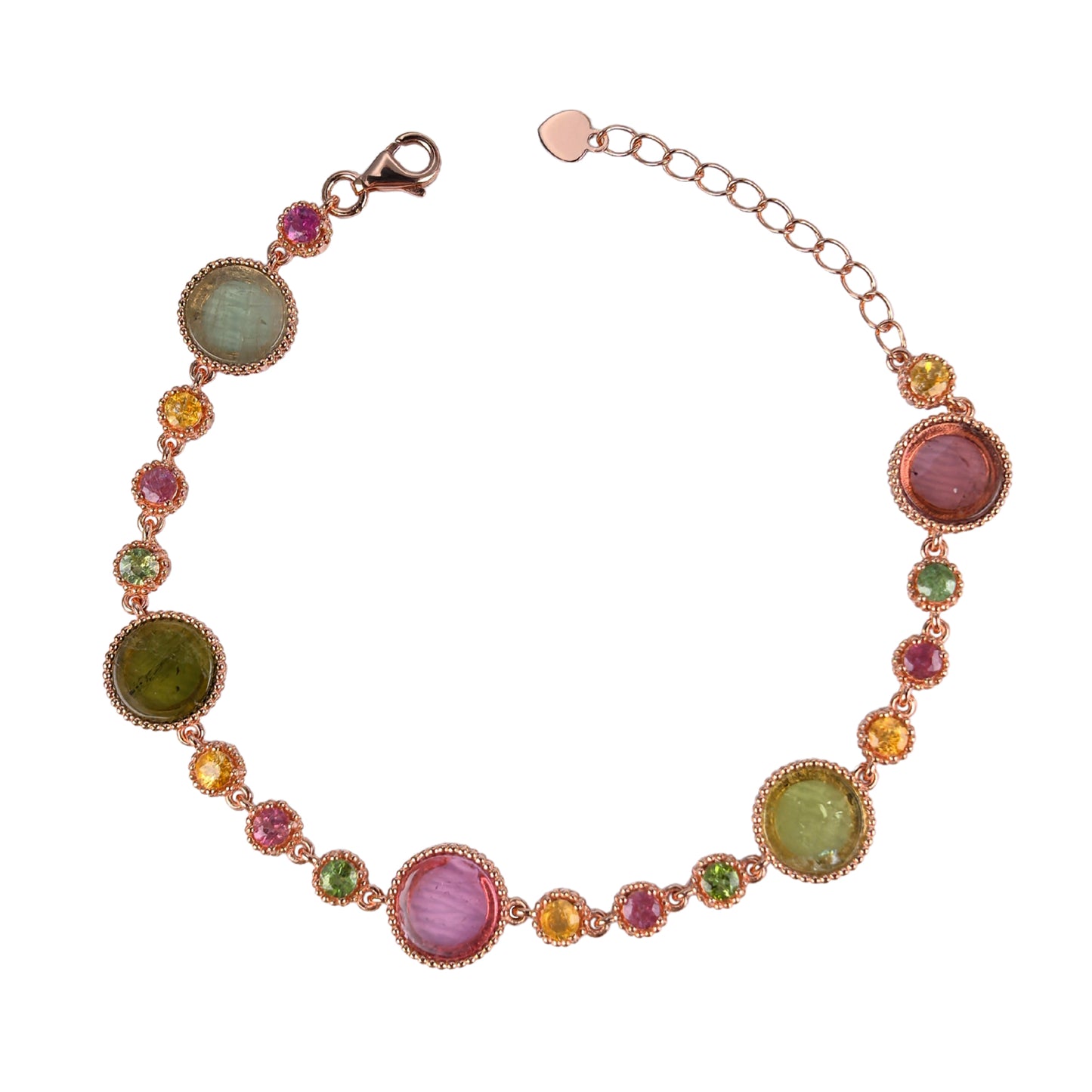Luxurious Rose Gold Plated 925 Sterling Silver Natural Tourmaline Bracelet