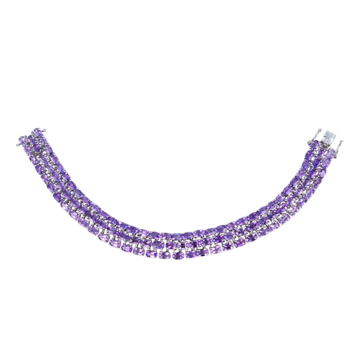 Luxurious Rhodium Plated Silver 925 Jewelry Natural Amethyst Bracelet