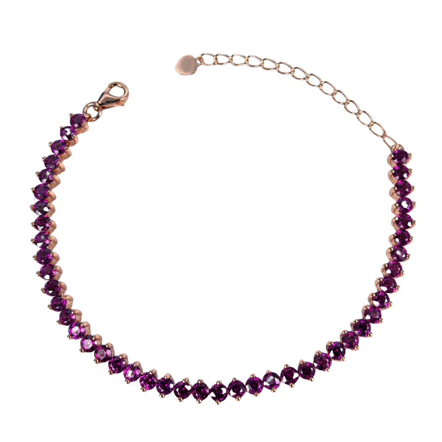 Dazzling Rose Gold Plated Silver 925 Jewelry Natural Pyrope Bracelet