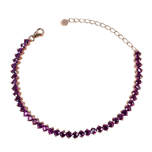 Dazzling Rose Gold Plated Silver 925 Jewelry Natural Pyrope Bracelet