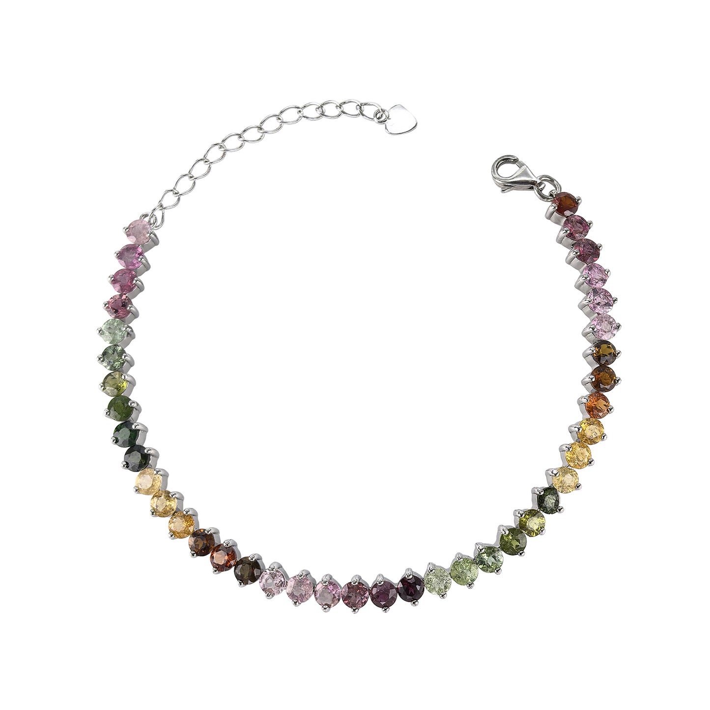 Charming Rhodium/Rose Gold Plated Silver 925 Natural Tourmaline Bracelet
