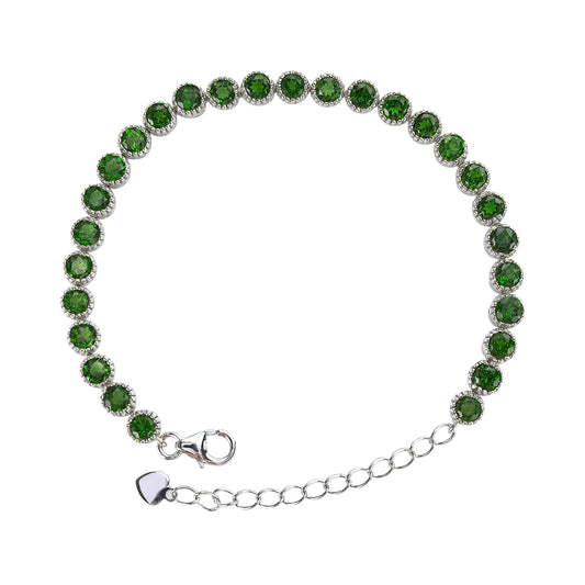 925 Sterling Silver Natural Diopside Bracelet for Women Gorgeous Rhodium Plated Classic Fine Jewelry for Weddings Parties Gifts