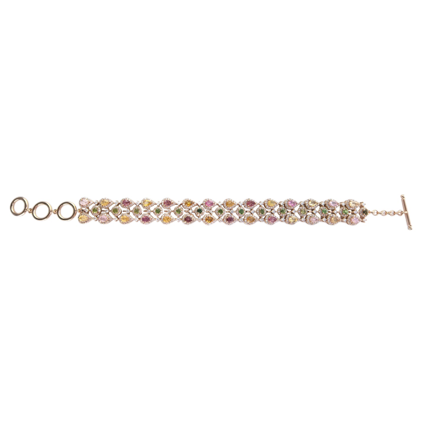 Opulent Rose Gold Plated 925 Silver Jewelry Natural Tourmaline Bracelet