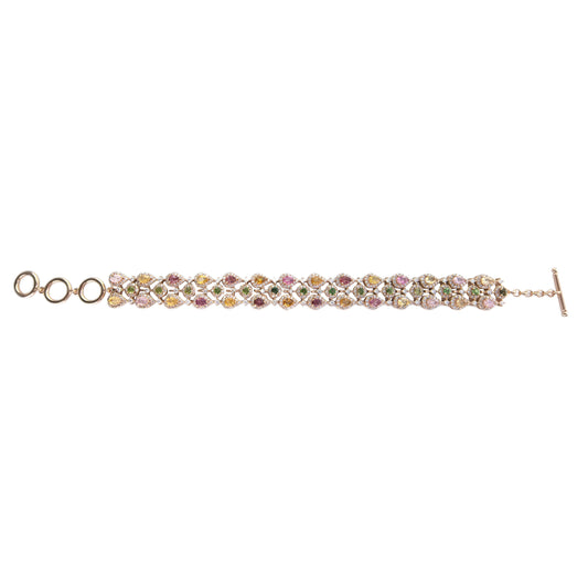 Opulent Rose Gold Plated 925 Silver Jewelry Natural Tourmaline Bracelet
