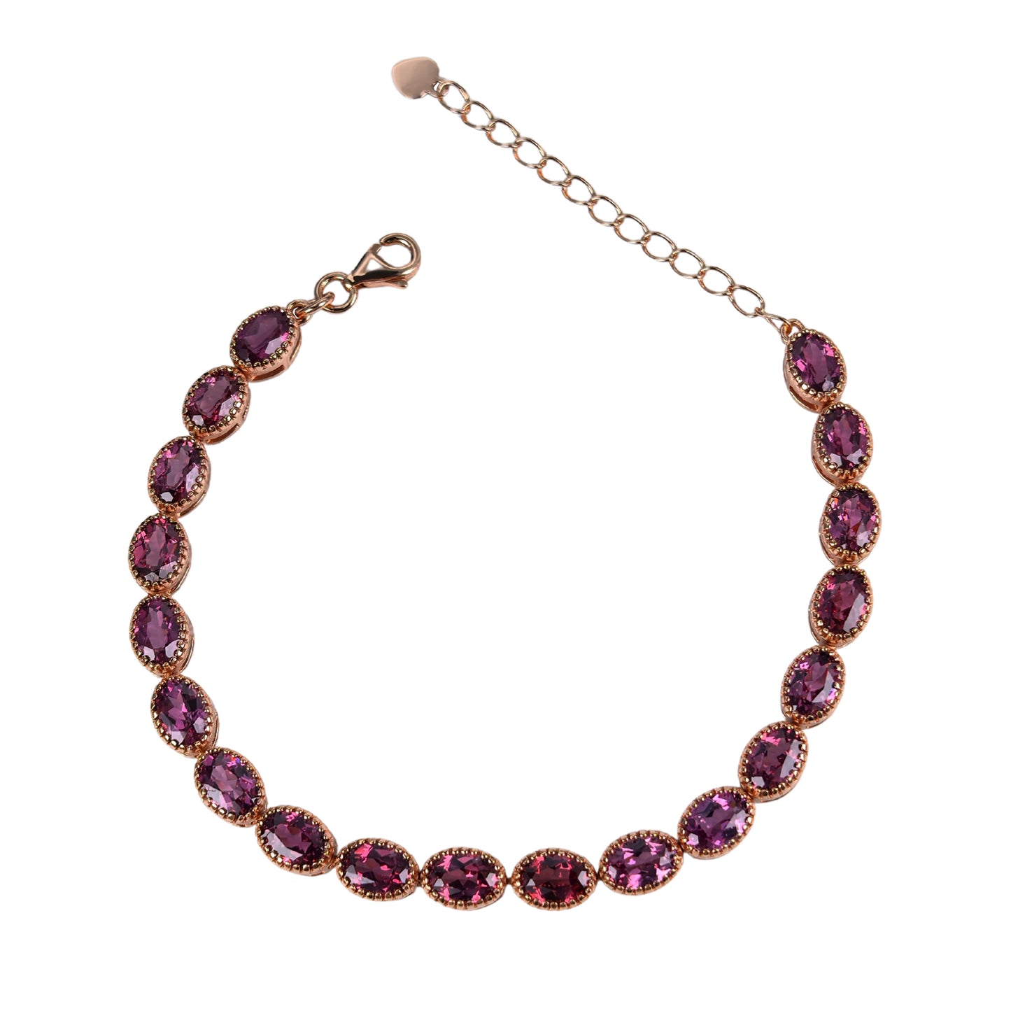 Gorgeous Rose Gold Plated Silver 925 Jewelry Natural Pyrope Bracelet