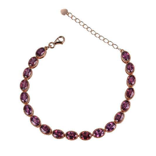 Gorgeous Rose Gold Plated Silver 925 Jewelry Natural Pyrope Bracelet
