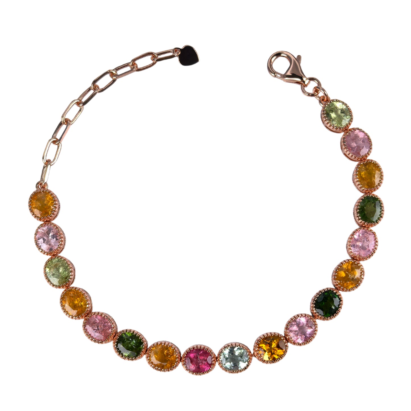 Delicate Rose Gold Plated Silver 925 Jewelry Natural Tourmaline Bracelet