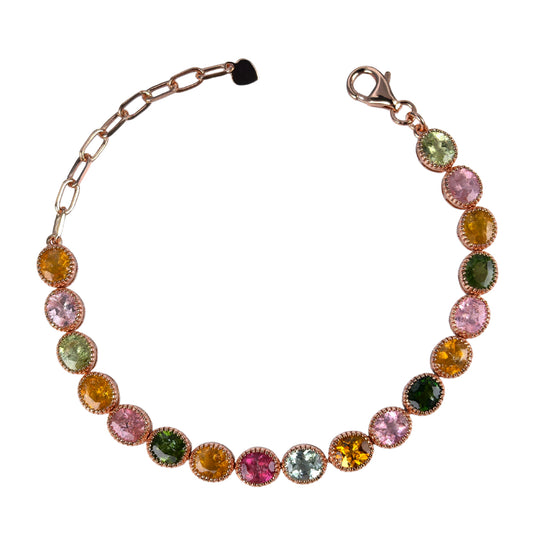 Delicate Rose Gold Plated Silver 925 Jewelry Natural Tourmaline Bracelet